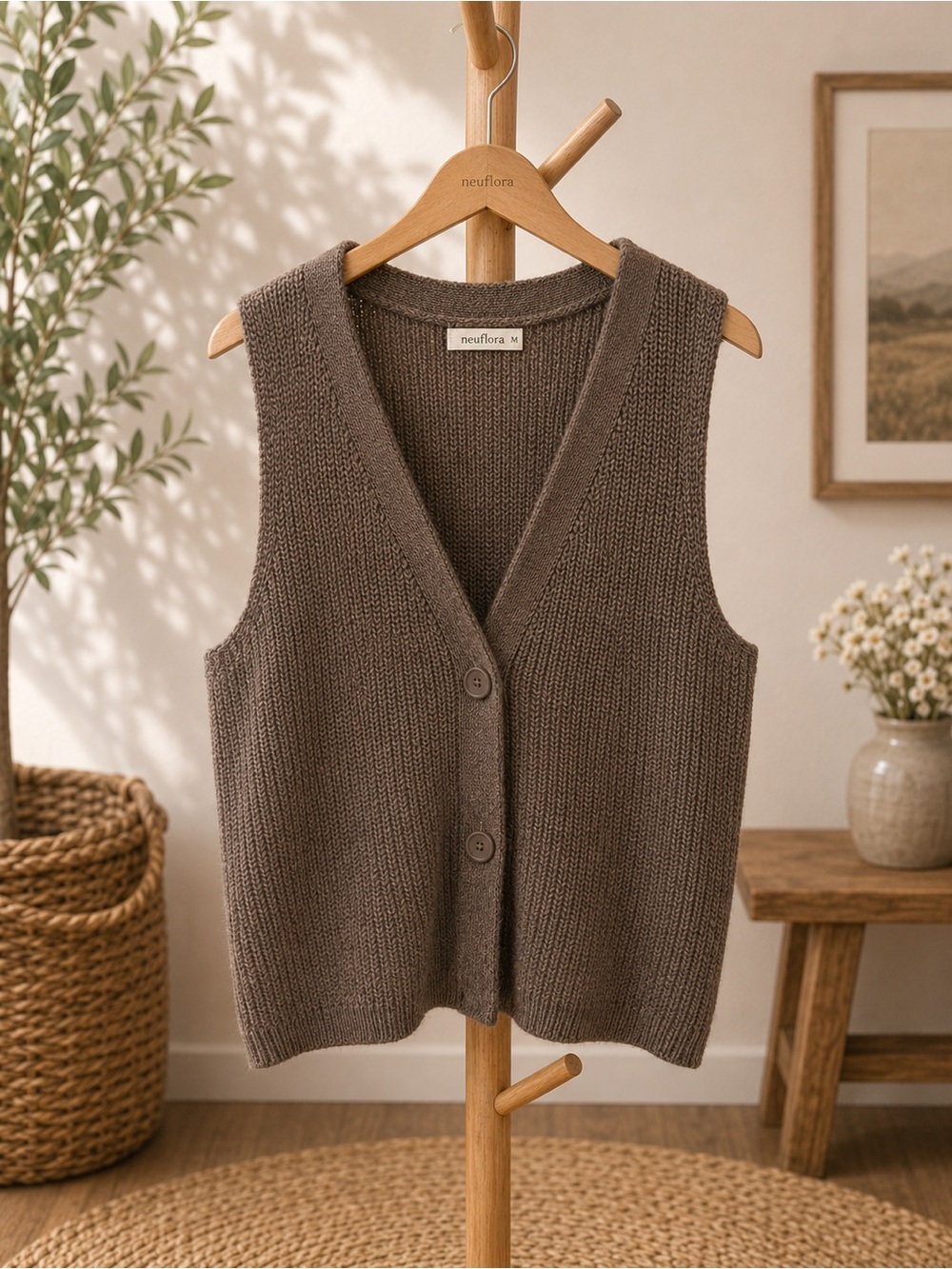 Universal Thread Brown Button Front Sweater Vest Women’s XXL Soft Knit